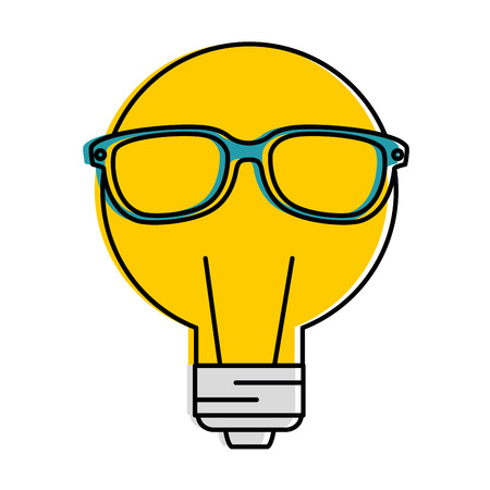 bulb light idea with glasses vector illustration designのイラスト素材
