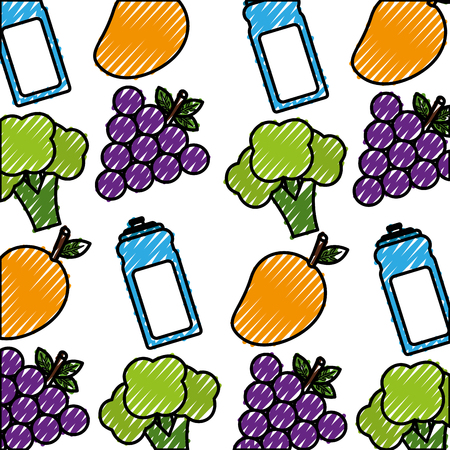 healthy food pattern background vector illustration designのイラスト素材