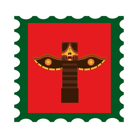 Canadian totem in postage stamp vector illustration designのイラスト素材