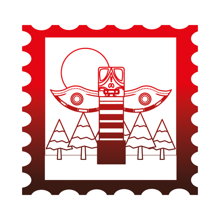 canadian totem in postage stamp vector illustration designのイラスト素材