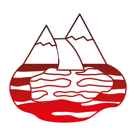 mountains with waterfall scene vector illustration designのイラスト素材