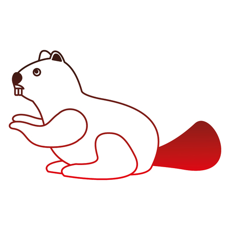 cute beaver animal character vector illustration outlineのイラスト素材
