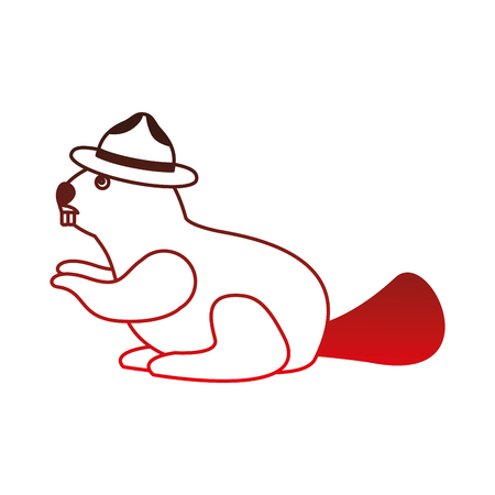 beaver with hat character vector illustration designのイラスト素材