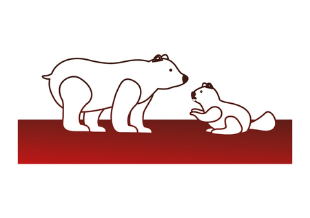 grizzly bear and beaver vector illustration designのイラスト素材