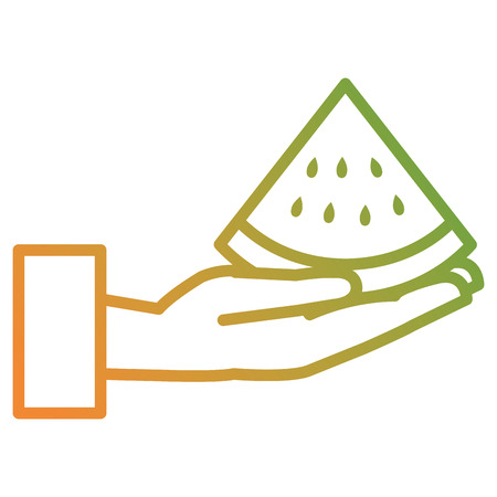 hand lifting fresh watermelon fruit icon vector illustration designのイラスト素材