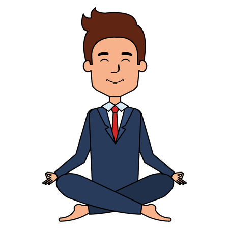 businessman doing the lotus position in the sofa vector illustration designのイラスト素材