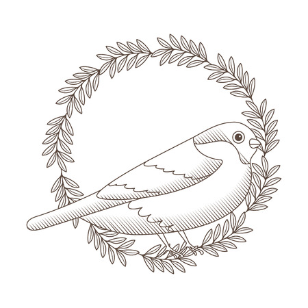 cute bird with wreath flowers vector illustration designのイラスト素材