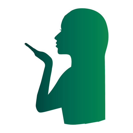 woman silhoeutte pulling a kiss vector illustration designのイラスト素材