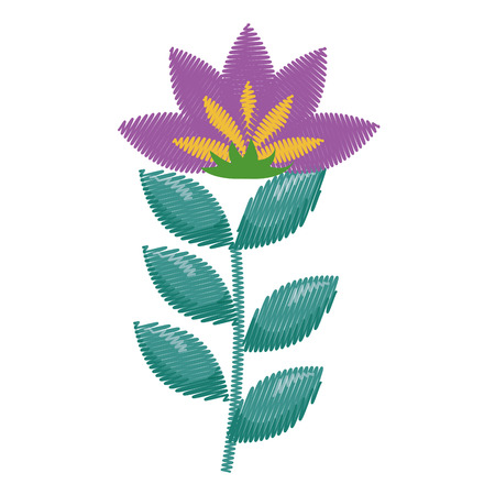beautiful flower with leafs decorative icon vector illustration designのイラスト素材