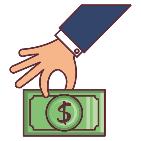 Hand with bill dollar money icon vector illustration designのイラスト素材