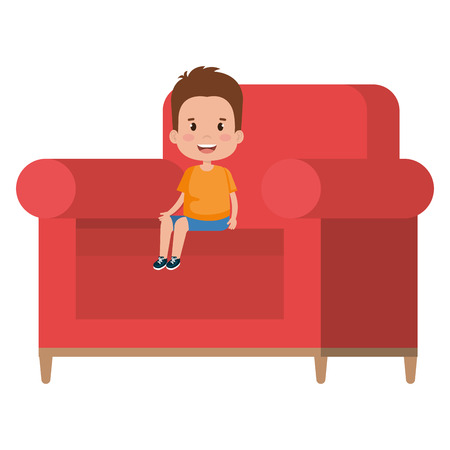 Little boy sitting in sofa character vector illustration design.のイラスト素材