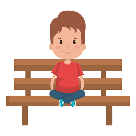 little boy sitting in park chair character vector illustration designのイラスト素材