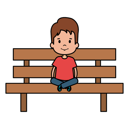 little boy sitting in park chair character vector illustration designのイラスト素材