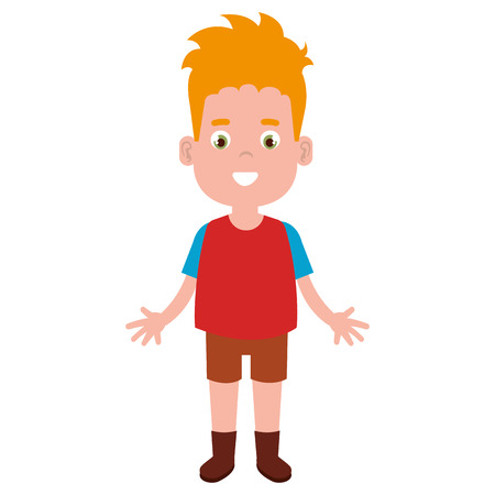 happy little boy character vector illustration designのイラスト素材