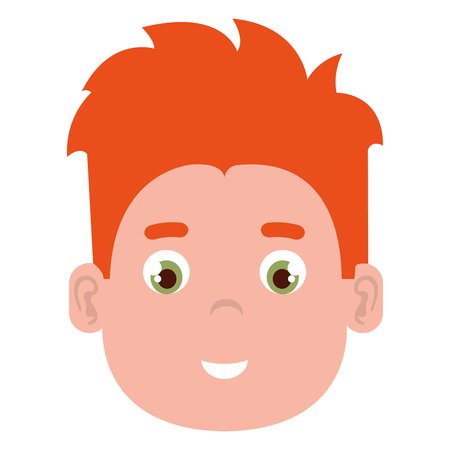 happy little boy head character vector illustration designのイラスト素材