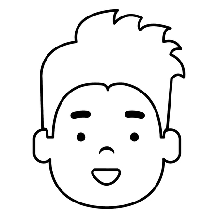 happy little boy head character vector illustration designのイラスト素材