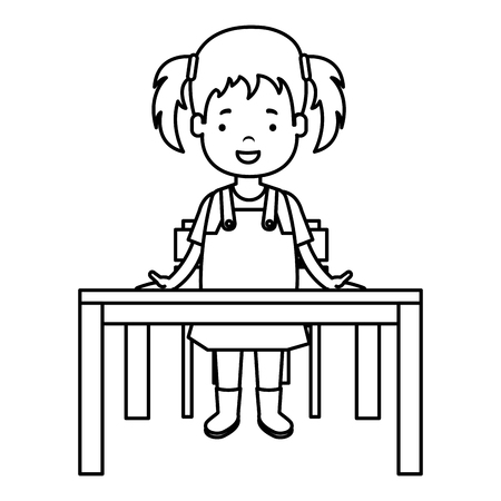 little girl studying in school desk vector illustration designのイラスト素材