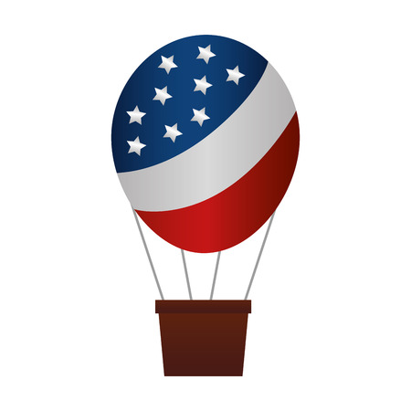 balloon air hot flying with USA flag vector illustration designのイラスト素材