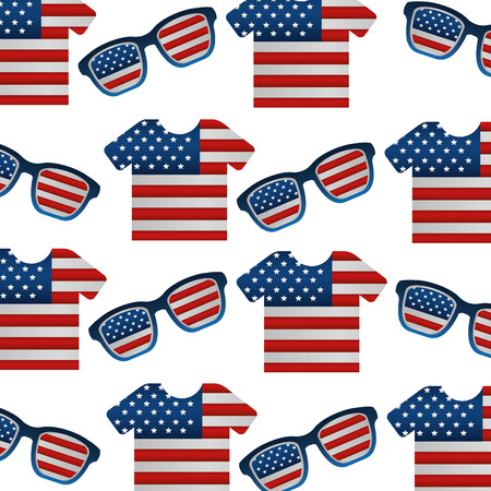 shirts of united states of america flag with glasses vector illustration designのイラスト素材