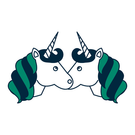 cute fantasy unicorn couple vector illustration designのイラスト素材