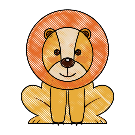 cute lion sit african animal zoo vector illustration drawingのイラスト素材