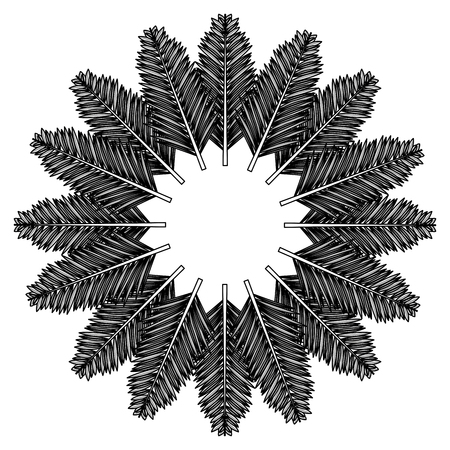 round floral decoration palm tree leaves branches vector illustrationのイラスト素材
