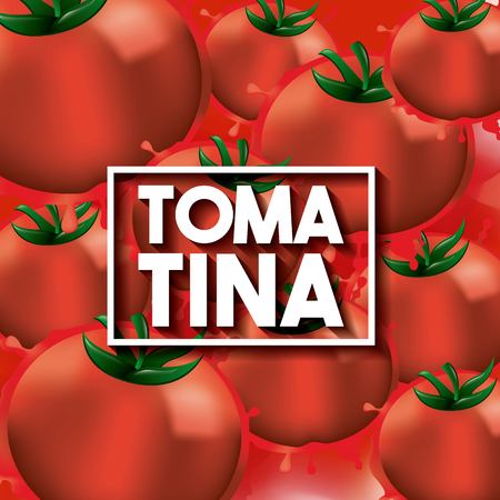 la tomatina spain festival celebration tomatoes background vector illustrationのイラスト素材