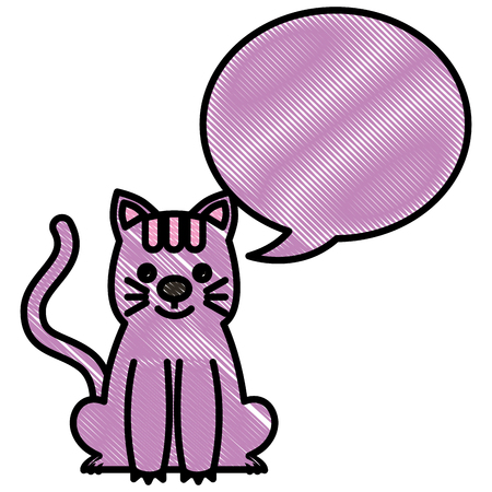 cute kitty sti with speech bubble vector illustrationのイラスト素材