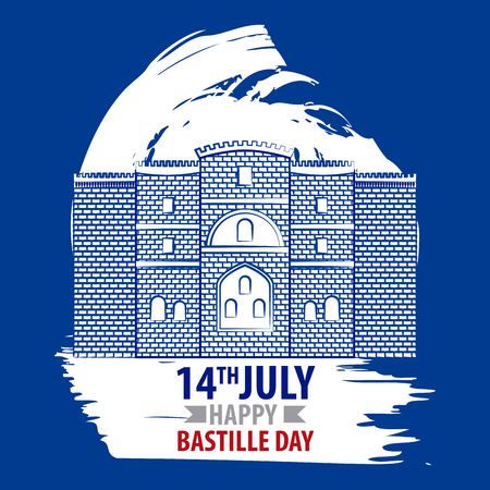 Bastille day french celebration blue castle bastille day vector illustrationのイラスト素材