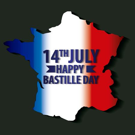 bastille day french celebration degraded map france on black background vector illustrationのイラスト素材