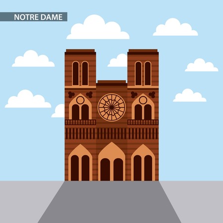 famous places in the world notre dame clouds blue sky vector illustrationのイラスト素材
