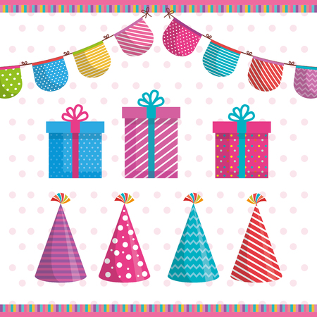birthday celebration set icons vector illustration designのイラスト素材