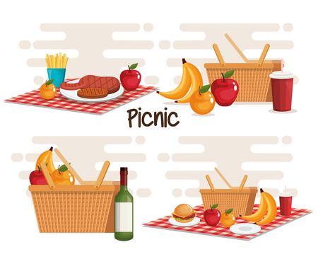 picnic party set products vector illustration designのイラスト素材