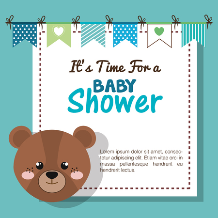 baby shower invitation with stuffed animal vector illustration designのイラスト素材