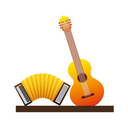 guitar and accordion icon vector illustration designのイラスト素材