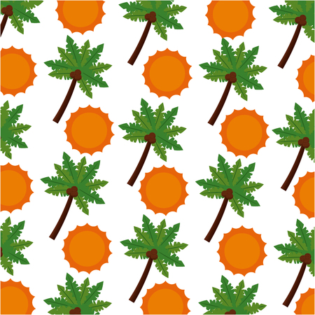 tropical palm and sun pattern vector illustration designのイラスト素材