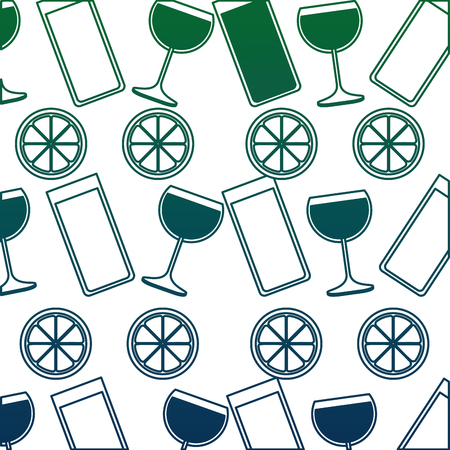 lemon juice and cocktails pattern vector illustration designのイラスト素材
