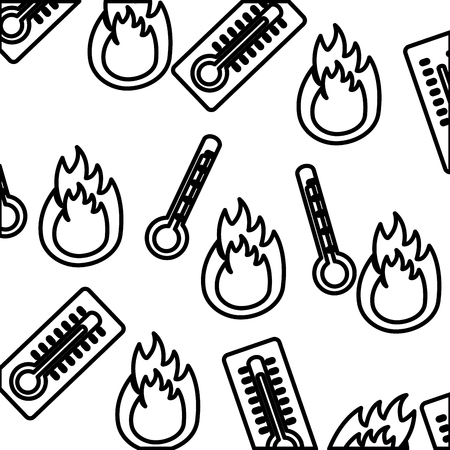 thermometers measure and flames pattern vector illustration designのイラスト素材