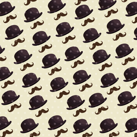 hat and mustache pattern background vector illustration designのイラスト素材