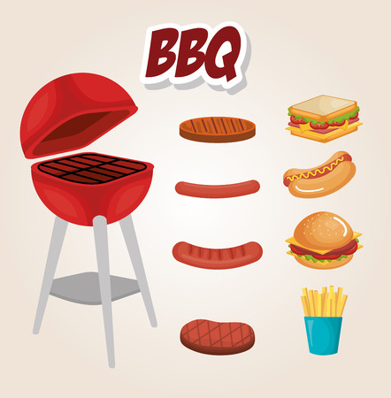 delicious bbq grill oven vector illustration designのイラスト素材