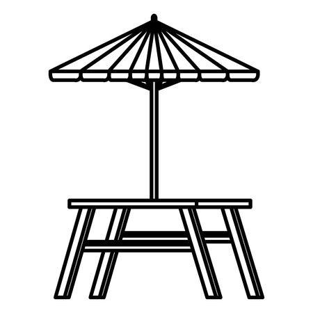 picnic table with umbrella vector illustration designのイラスト素材