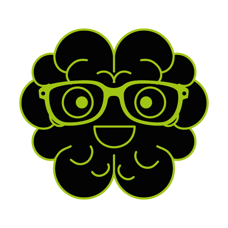brain with glasses character vector illustration designのイラスト素材