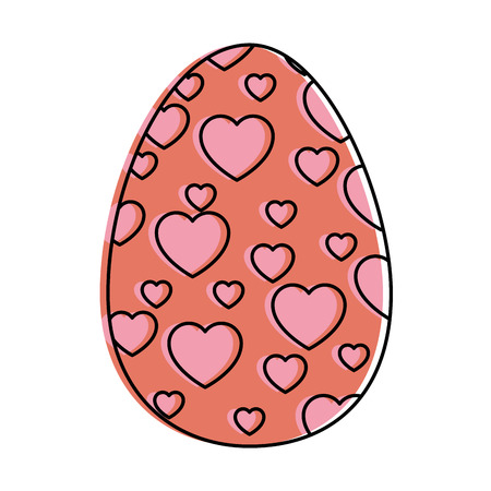 painted easter egg with hearts celebration icon vector illustration designのイラスト素材