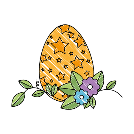 painted easter egg with floral decoration vector illustration designのイラスト素材