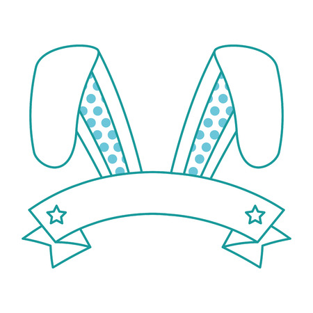 rabbit ears with ribbon easter celebration vector illustration designのイラスト素材