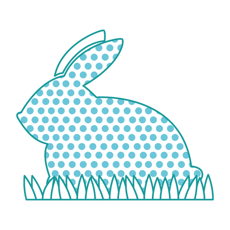 cute rabbit silhouette easter celebration vector illustration designのイラスト素材