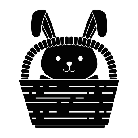 cute rabbit in basket easter celebration vector illustration designのイラスト素材