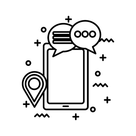 Smartphone device with speech bubble and pointer location vector illustration designのイラスト素材