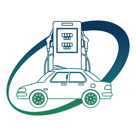 Car transport station pump ecology energy alternative vector illustration in degraded colorのイラスト素材