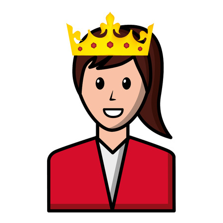 young woman with crown avatar character vector illustration designのイラスト素材